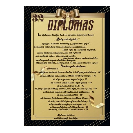DIPLOMAS VYRUI, 32-Ų METŲ PROGA