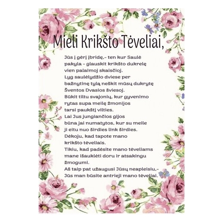 PADĖKA KRIKŠTO TĖVAMS