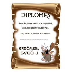 DIPLOMAS GREIČIAUSIAM SVEČIUI