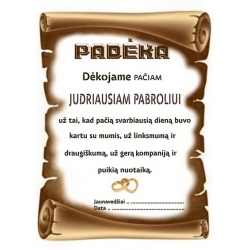 PADĖKA JUDRIAUSIAM PABROLIUI