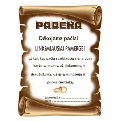 PADĖKA LINKSMIAUSIAI PAMERGEI