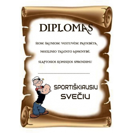 DIPLOMAS SPORTIŠKIAUSIAM SVEČIUI