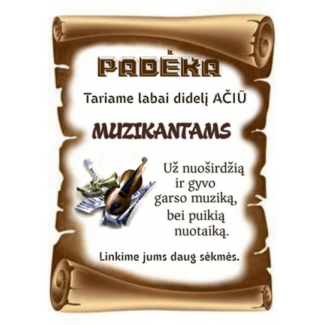 PADĖKA MUZIKANTAMS