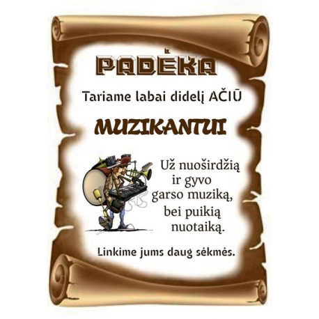 PADĖKA MUZIKANTUI