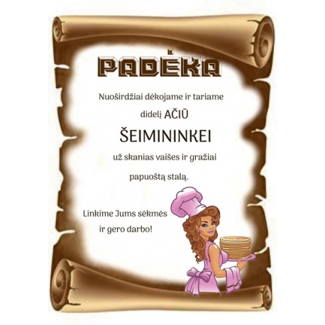 PADĖKA ŠEIMININKEI