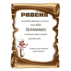 PADĖKA ŠEIMININKEI