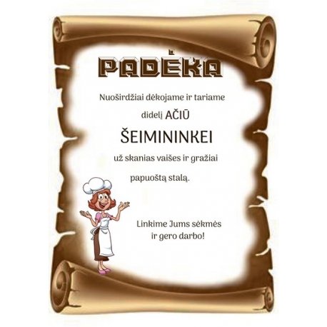 PADĖKA ŠEIMININKEI