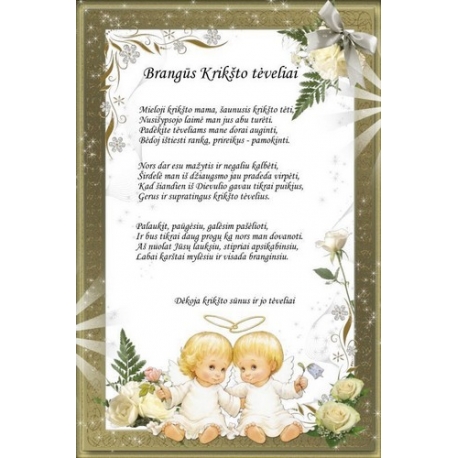 Padėka krikšto tėveliams
